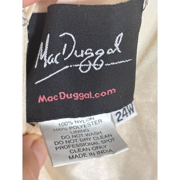 Mac Duggal Fabulouss Gown Size 24W Gold Sequins Column V Neck Back Train Formal - Picture 12 of 14